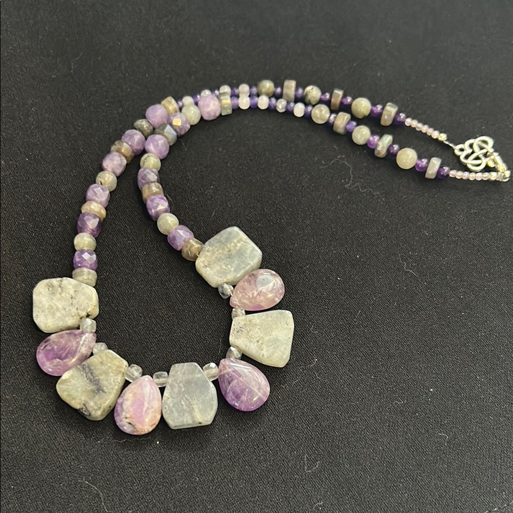 Dreamy amethyst, labradorite and moonstone necklace
